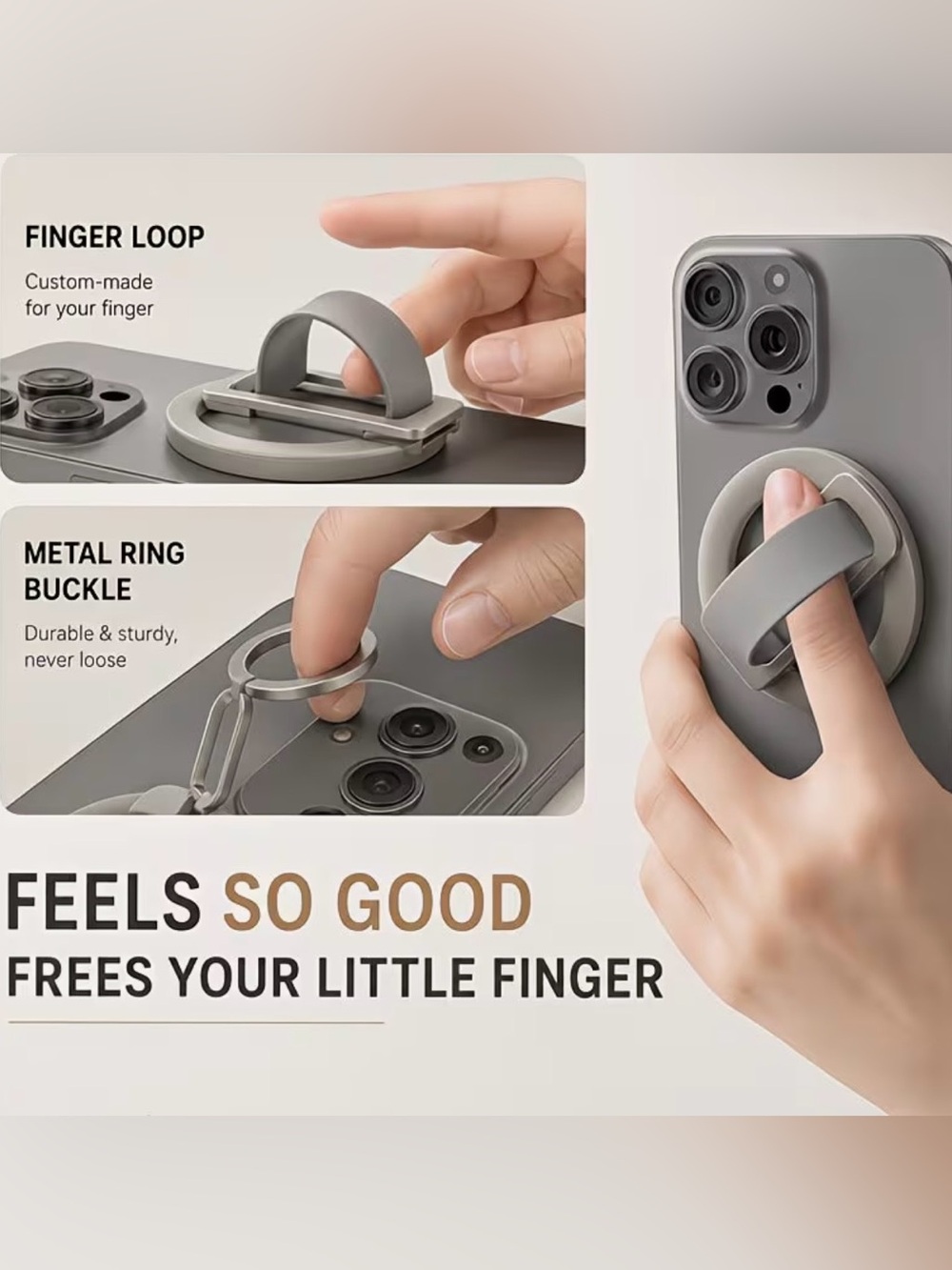 Black Phone Ring Grip Stand